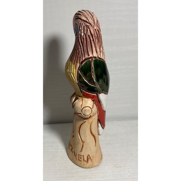 Handcrafted Ceramic Parrot Figurine From Venezuela 7.5" - Picture 4 of 9